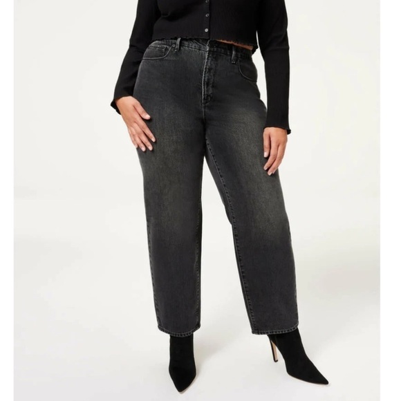 NWT Good American Good 90’s Trouser Fit Jeans in Black Size 12/31 - Picture 1 of 10